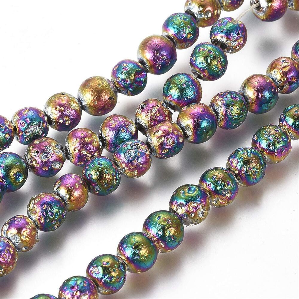 4251 305Pcs Natural Round Lava Stone Beads 6mm Rainbow Colorful Volcanic